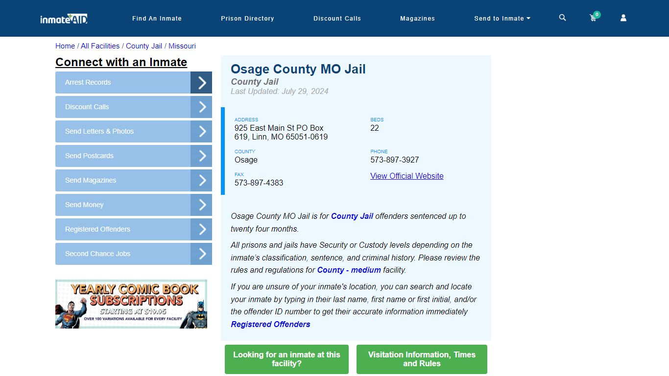 Osage County MO Jail - Inmate Locator